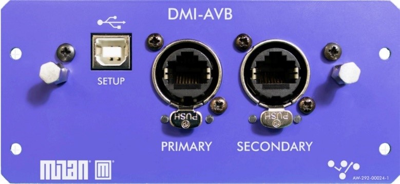Close-up of a blue device with black ports and buttons

Description automatically generated